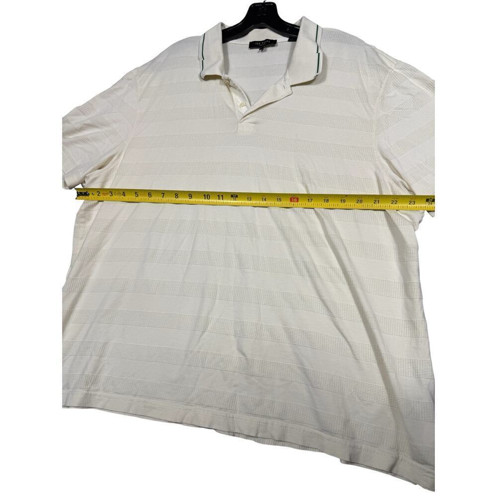 Ted Baker London Men’s Polo Shirt Size 7 (XL) White Textured Stripe Cotton Blend - Picture 3 of 8
